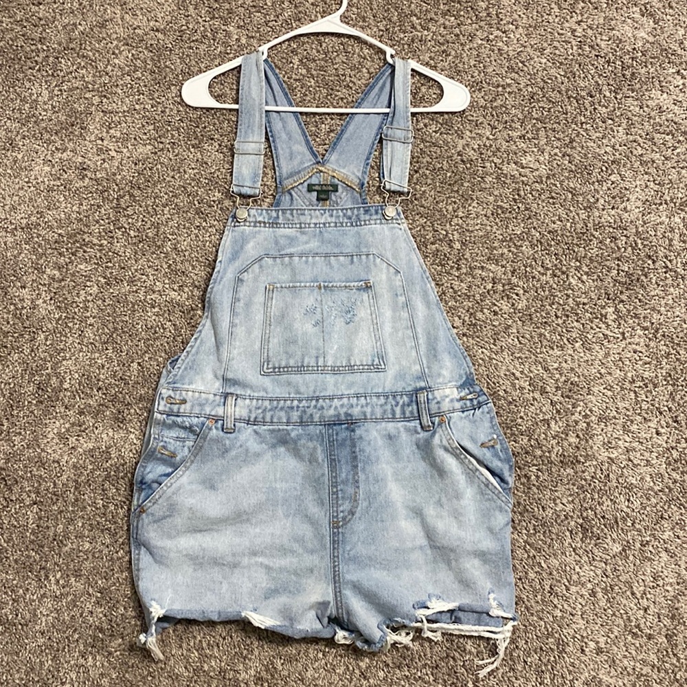 Denim overall shorts